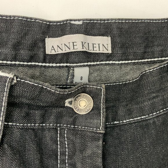 Vintage Anne Kleine Y2K Black Frayed Cotton Jeans Grunge Goth Size 8 - 6 - Picture 5 of 16